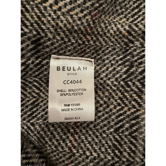 BEULAH Style Women Cotton-Blend Open Front Hooded Coat Brown One Size - Picture 10 of 14